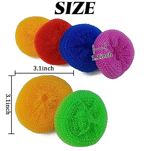 TIHOOD 30PCS Scrubbing Pads Non Scratch Dish Scrubber Round Scouring Pad Assorted Color Washing Scrubbers Kitchen Cleaning Tools Pot Scour for Household