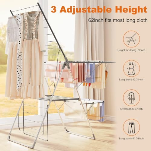 Bigzzia Clothes Drying Rack Foldable, 2-Level Large Laundry Drying Rack - size: Large