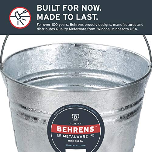 Behrens 1214GS Galvanized Steel Utility Pail, 14-Quart, Gray - size: 14 quarts, style: Hot Dipped