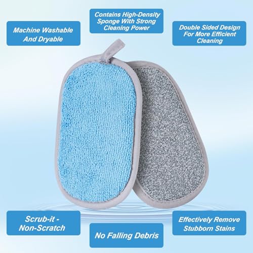 Non Scratch Scrub Sponge-6pack, Dual-Sided Sponges Kitchen(L,Gray-Blue) - color: Grey-blue, size: Large(Pack of 6)
