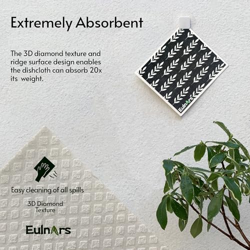 Eulnars Swedish Dishcloths for Kitchen, 8 Pack Flower Reusable Paper Towels Washable, Non-Scratch Swedish Kitchen Towels, Super Absorbent Cellulose Dish Cloths, Eco Friendly - color: White Flower