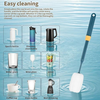Dishwashing Foam Sponges Brush Telescopic Long Handle Scrubbing Brushes Clean Dishes, Sinks,Cookware,Coffee Glasses Pot Milk Cup Mugs Wine Bottle (4pcs) - size: 4 Sponge Brush