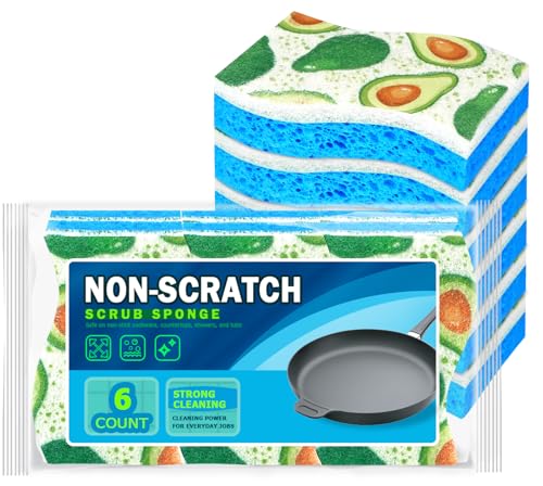 AIDEA Sponges Kitchen, Non-Scratch Scrub Sponge-6Count - color: Printed-blue