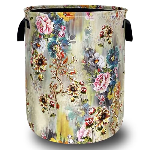 Beautiful Floral Laundry Basket Oxford Cloth Hamper 18.9"x16.5" - color: Beautiful Floral Flower