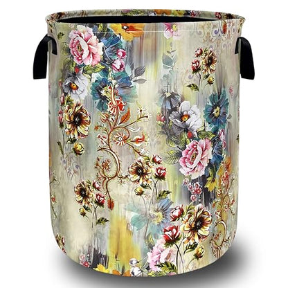 Beautiful Floral Laundry Basket Oxford Cloth Hamper 18.9"x16.5" - color: Beautiful Floral Flower