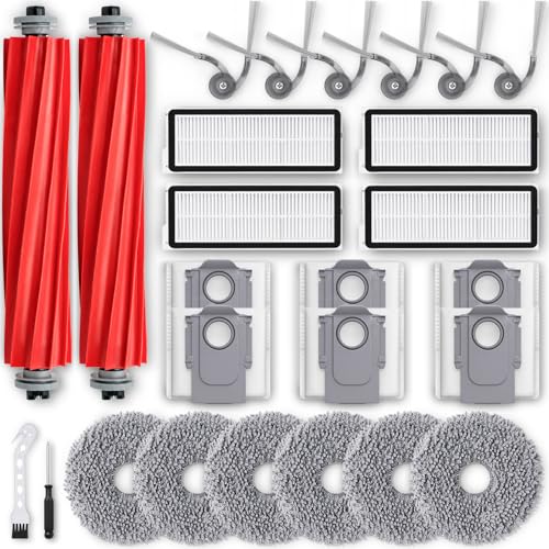 26Pcs Replacement Parts Accessories for Roborock QV 35A/ QV 35S/ Qrevo S Pro Robot Vacuum Kit, 2 Main Brush, 4 Hepa Filter, 6 Mop Pads, 6 Side Brush, 6 Dust Bags, 1 Screwdriver, 1 Clean Tool - size: 26 Pcs for Roborock QV 35A