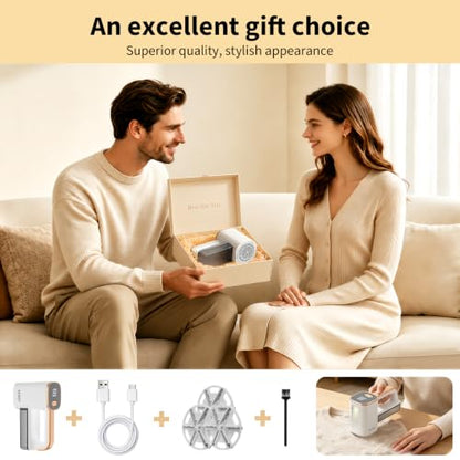Eilveey Fabric Shaver Rechargeable Lint Remover with 3 Extra Blades & Light