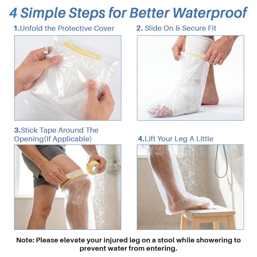 RAINFLOW 6PCS Waterproof Foot Cover for Shower - Cast Covers for Shower Leg - size: Foot Cover