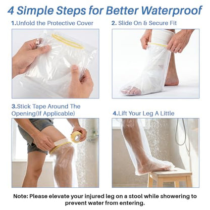 RAINFLOW 6PCS Waterproof Foot Cover for Shower - Cast Covers for Shower Leg - size: Foot Cover