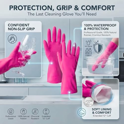 ForPro Premium Natural Rubber Gloves, 6-Pair, X-Large, Cotton Candy - color: Cotton Candy, size: X-Large