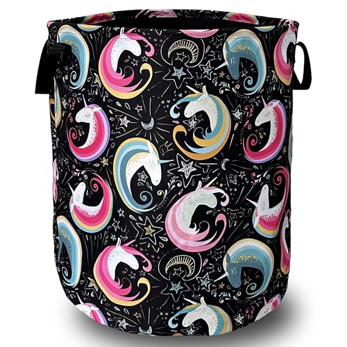 Colorful Unicorn Laundry Basket Oxford Cloth Foldable Hamper 18.9x16.5 Inch - color: Cute Unicorn