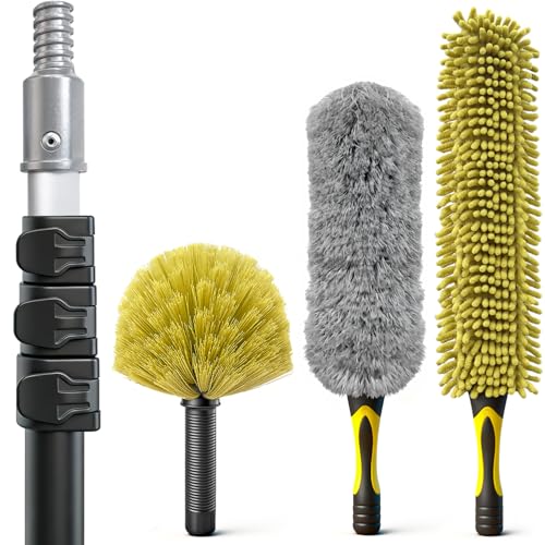 4-in-1 4-12Ft 4-Stage Telescoping Extension Pole Kit for Cleaning