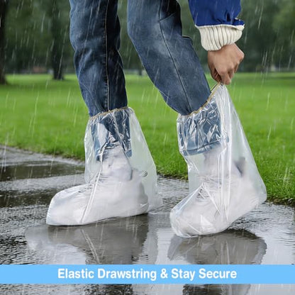 20Pcs(10 pairs) Thickened Waterproof Shoe Covers for Rain, Clear Rain Shoe Covers, One Size Fits Most - color: Clear, size: 10P M Adults