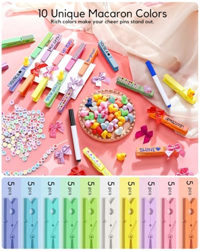Clothes Pins Colored Clothespins Wooden Cheer Pins 50-Pack 2.9 Inch Close Pins 10 Pastel Macaron Colors - Colorful Painted Pegs for Crafts Photo Hanging, Decorative Spirit Clip Classroom Decorations - color: Macaron Mixed Color