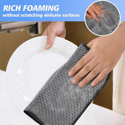 KinHwa Dish Cloths for Washing Dishes with Scrub Side, Microfiber Dish Rags - color: Black, size: 9inchx9inch