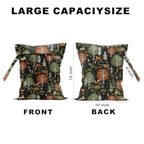 2 Pcs Forest Animals Print Wet Bags, Wet Dry Bag Reusable for Swimsuit - color: Multicolor 1490