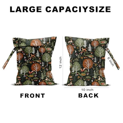 2 Pcs Forest Animals Print Wet Bags, Wet Dry Bag Reusable for Swimsuit - color: Multicolor 1490