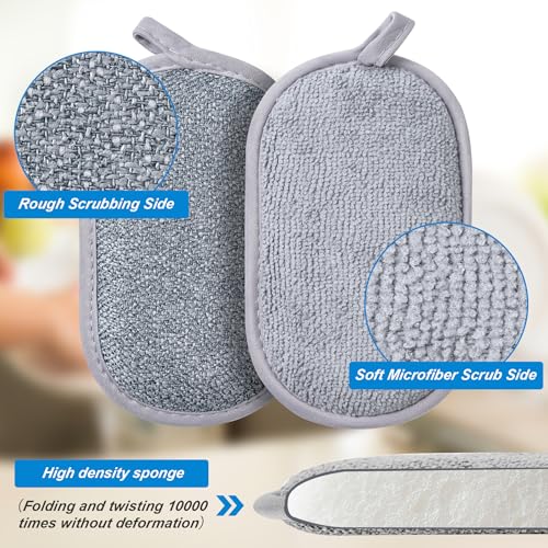 Non Scratch Scrub Sponge-6pack, Dual-Sided Sponges Kitchen(M,Gray) - color: Gray, size: Medium(Pack of 6)
