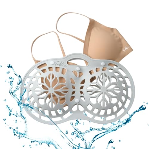 Sablier Bra Laundry Bag, Lingerie Bags for Washing Delicates, Button Slot Design, Durable & Resistant to Deformation, Silicone Bra Wash Bags for Sports, Sexy, Maternity, Seamless Bras - color: Grey