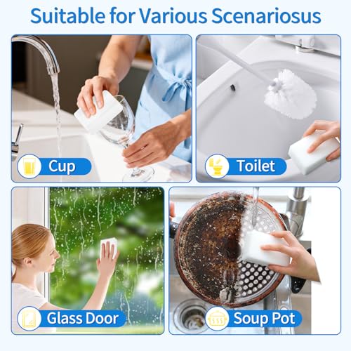 100-Pack Magic Cleaning Sponges Eraser, Multi-Functional Melamine Sponge Foam Cleaning Pads for Household Kitchen Bathroom Furniture Bathtub Sink Cleaning Kitchen Dish Sponge, 3.1"x1.9"x1.2" - size: 100 Count 8x5x3cm