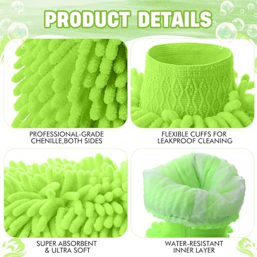 24 Pack Car Wash Mitts Bulk Microfiber Wash Mitts, Lime Green - color: Lime Green
