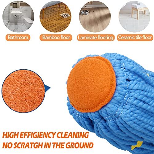 Self-Wringing Twist Mops for Floor Cleaning, Microfiber Floor mop with 57 " Long Handle, Easy Wringing Mop for Hardwood Commercial Household Clean - color: Blue (1 Handle & 1 Mop Head)