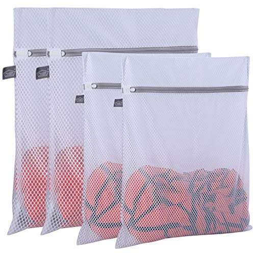 Mesh Laundry Bags for Delicates, Garment Bag for Washing Machine, L+XL,4Pcs - color: White, size: 2XL(20x24")+2L(16x20")