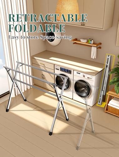 Folding Stainless Steel Laundry Drying Rack 79 Inches - size: 79''