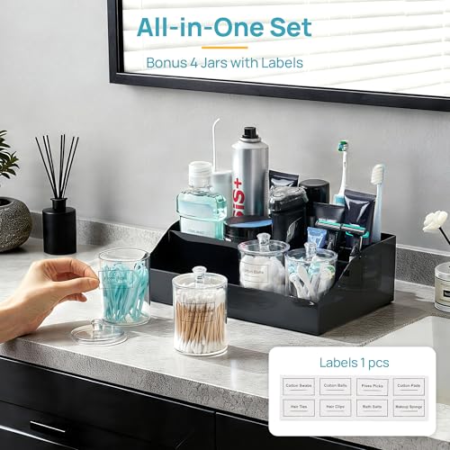 Vtopmart 5 PCS Bathroom Countertop Organizer Sets, Black - color: Black