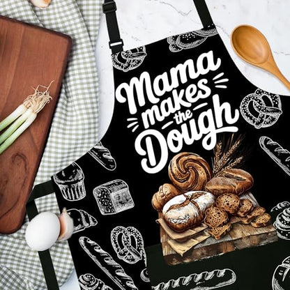 Adjustable Baking Aprons for Women - Cooking Aprons for Women with Pockets, Perfect for Baking Cooking Gradening - color: Mama Sourdough