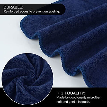 SINLAND Microfiber Facial Cloths Fast Drying Washcloth 12inch x 12inch (6pack, Blue+Navy Blue+Grey) - color: Blue+navy Blue+grey, size: 1 Count (Pack of 6)