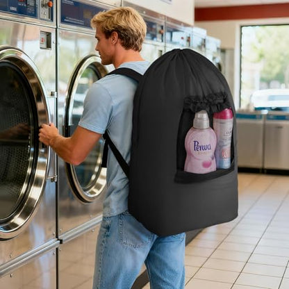 Lifewit Laundry Bag Backpack Travel, 90L, Black - color: Black, size: 90L