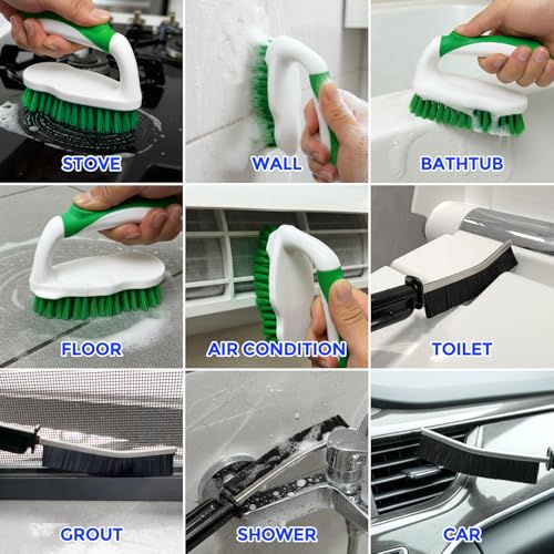 Scrub Brush - 6 Pack, Scrub Brushes for Cleaning, Heavy-Duty Scrub Brush, Stiff Bristles Cleaning Brush, for Kitchen, Bathtub, Floor and Wall Surfaces, Green - color: Green