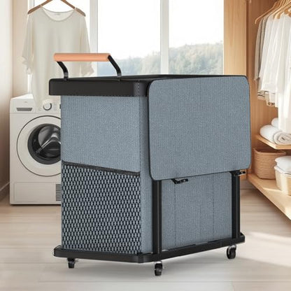 Rolling Laundry Hamper with Wheels, Laundry Hamper 3 Section with Lid Gray - color: Gray-3 Section, size: 3 Section