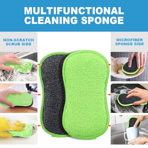 HOMEXCEL Dish Sponge 12 PK, Microfiber Kitchen Sponges for Cleaning, Green - color: Green
