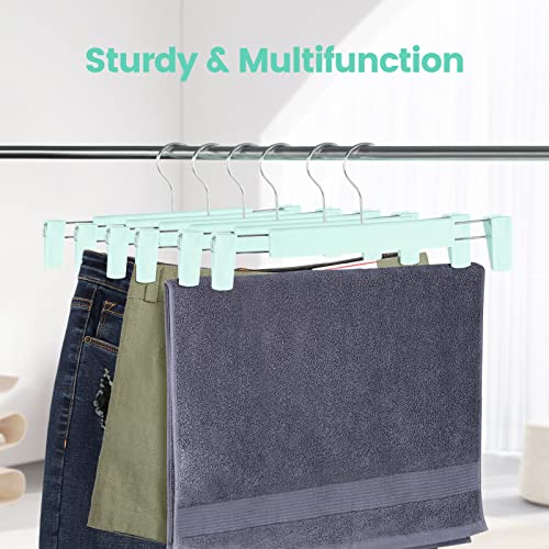 20 Pack Pants Hangers with Adjustable Non-Slip Clips Anti-Rust Hanging Hook for Trouser,Skirts,Jeans,Clothes Hangers Green - color: Green, size: 20 Pack