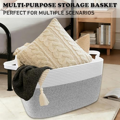 96L Laundry Basket with Handles, Extra Blanket Basket, White/Grey - color: White & Grey, size: 96L