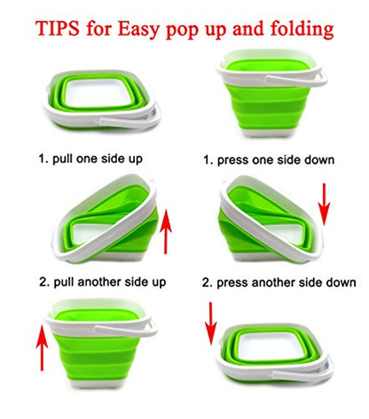 SAMMART 11L (2.9 Gallon) Collapsible Rectangular Handy Bucket (1, Green) - color: Green
