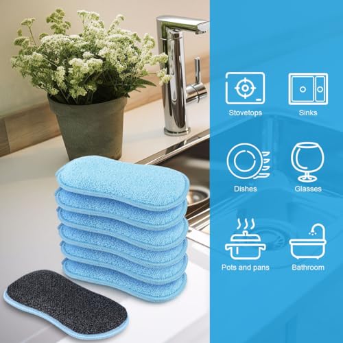 HOMEXCEL Dish Sponge 12 PK, Microfiber Kitchen Sponges for Cleaning, Blue - color: Blue