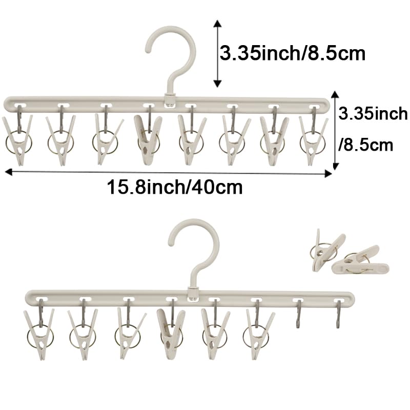 Foshine Clothes Hanger 2 Pack with 8 Clips,Clothes Drying Racks for Drying - color: Gray