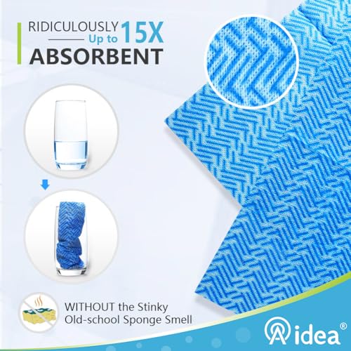 AIDEA Cleaning Wipes, Multi-Purpose Towel Reusable Cleaning Cloths-80Ct(1 Pack), Domestic Wipes, Dish Cloths-(12''x24'') - color: Blue, size: 80 Count (Pack of 1)