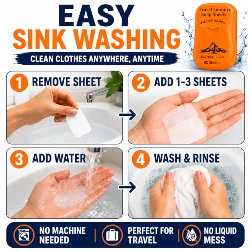 Travel Laundry Detergent Sheets Kit – Laundry Detergent Sheets 50-Count + Lightweight Travel Clothesline & Universal Sink Stopper with Canvas Bag and Frosted Zip Pouch for Hotels, Cruises & Trips - style: Pocket Sheets+Lt Clothesline+Sink Stopper