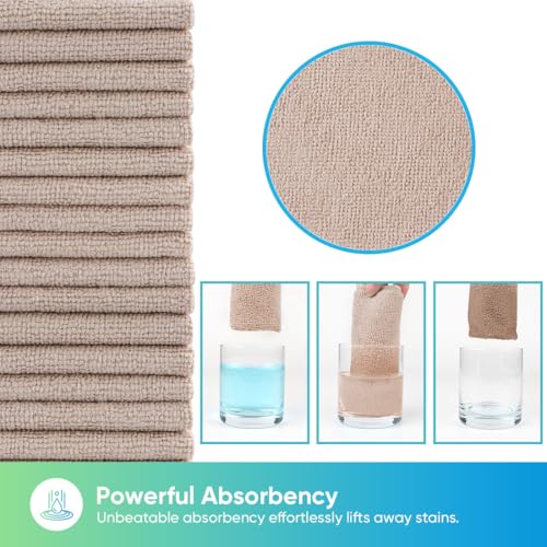 HOMEXCEL Microfiber Cleaning Cloth 100PK, Towels for Cars, Shop Rags, Brown - color: Brown