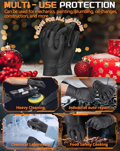 wcy 9 Mil Heavy Duty Disposable Nitrile Gloves, Black XLarge, Diamond Grip - color: Black-30, size: X-Large