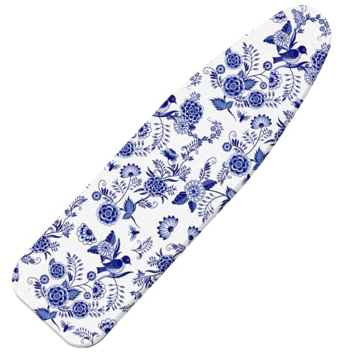 Ironing Board Cover and Pad 15"x54" Thick Standard Size - color: White and Blue Floral