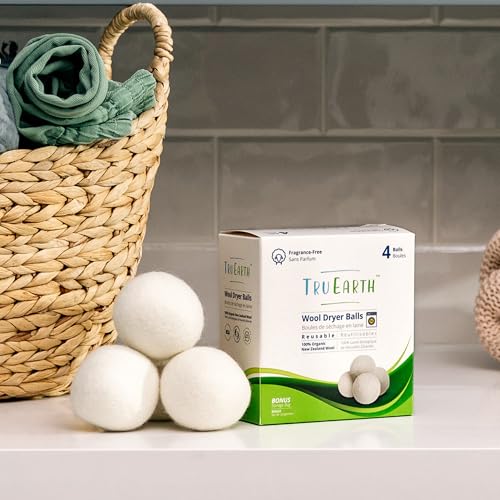 Tru Earth Laundry Sheets 32 Count (64 Loads) Fragrance Free and Dryer Balls (4 Count) Bundle