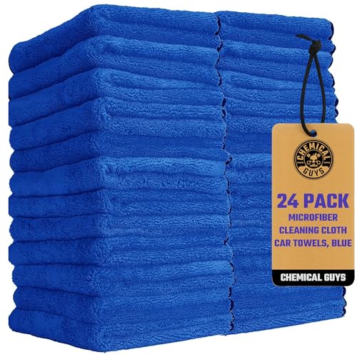 Chemical Guys, Professional Microfiber Towels, 16 x 16 in, Blue, 24 Pack - color: Blue