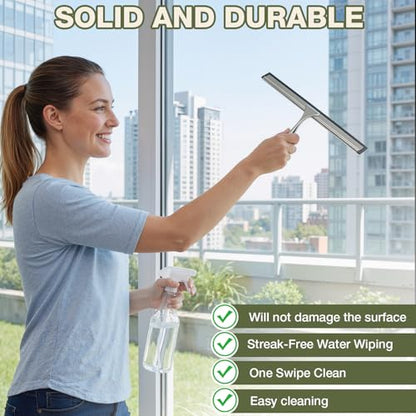 FARMER 10-Inch Shower Squeegee for Glass Doors, Windows and Mirrors, Silver - color: Silver