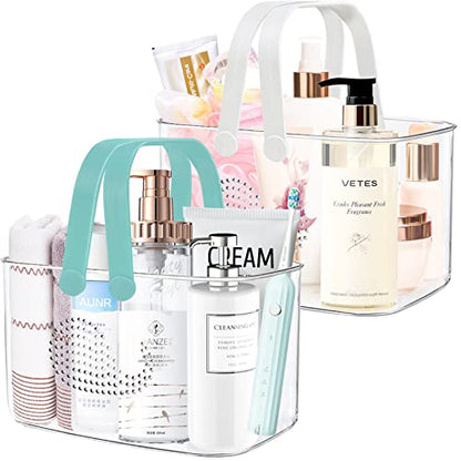 2 Pack Plastic Shower Caddy Basket for Bathroom (White+Cyan) - color: White+Cyan