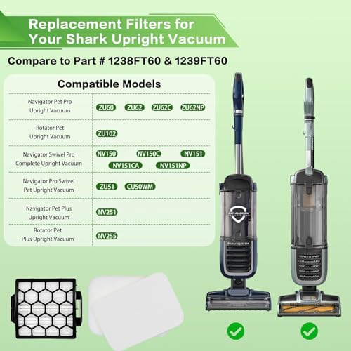 Filter Replacement for Shark ZU102, ZU100, ZU60, ZU62 Upright Vacuum - color: ZU102 1+3 Black